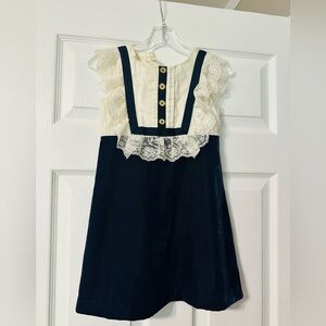 JANIE and JACK VELVET LACE TRIM DRESS